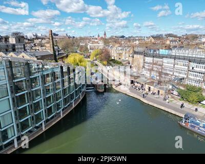 City Road Basin lock Regents canal Islington Londres UK drone vue aérienne Banque D'Images