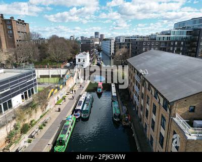 Regents canal Islington Londres UK drone vue aérienne Banque D'Images