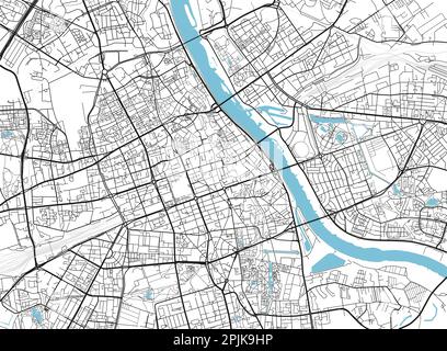 Carte de la ville de Varsovie à vecteur noir et blanc avec des couches séparées bien organisées. Illustration de Vecteur