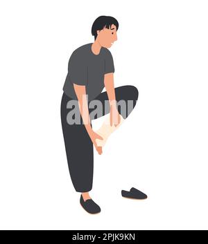 Homme plâtré pied, jambe cassée en fonte Illustration de Vecteur