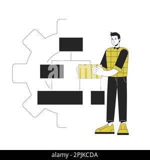 Algorithmes d'apprentissage machine concept de ligne de couleurs double illustration vectorielle d'accompagnement Illustration de Vecteur
