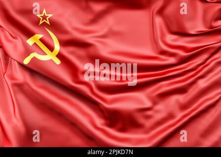 Drapeau de l'URSS à volant. 3D rendu Banque D'Images