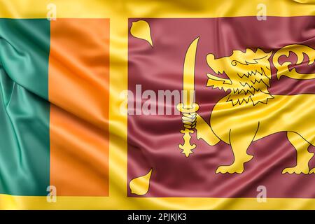 Drapeau du Sri Lanka à volant. 3D rendu Banque D'Images