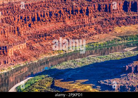 Green River, Grand View point Overlook, Red Rock Canyons, Parc national de Canyonlands, Moab, Utah. Banque D'Images