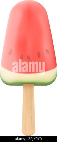 La pastèque réaliste lumineux glaces à fond blanc. L'air très savoureux. Vector illustration Illustration de Vecteur