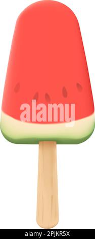 La pastèque réaliste lumineux glaces à fond blanc. L'air très savoureux. Vector illustration Illustration de Vecteur