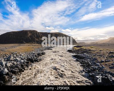 Rivière glaciaire Jokulsa a Fjollum. Highlands dans le parc national de Vatnajokull, site classé au patrimoine mondial de l'UNESCO, Islande Banque D'Images