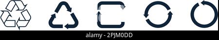 Jeu d'icônes de symbole de recyclage. Symboles de recyclage Mobius loop, Triangle, cercle, carré. Illustration vectorielle Illustration de Vecteur