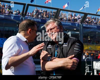 Albert Park, 2 avril 2023 Otmar Szafnauer de Rumania, le chef d'équipe Alpine Renault sur la grille avant le début de la course. Corleve/Alay Live News Banque D'Images