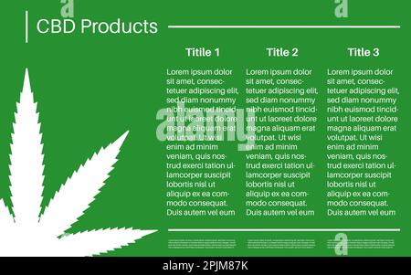 Chanvre médical, modèle de présentation des produits du CBD. Cannabidiol, présentation de marijuana médicale. Applicable comme bannière, affiche, élément de brochure. Vecteur Illustration de Vecteur