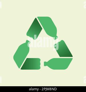 Plastic pet bottles form mobius loop or recycling symbol with arrows. Eco plastic pet use concept. Recycle icon. Waste sorting concept. Vector illustr Illustration de Vecteur
