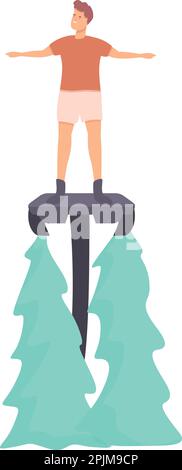 Vecteur de dessin animé d'icône de flyboard de mer. Vacances d'été. Homme extrême Illustration de Vecteur
