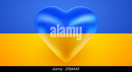 3D coeur avec drapeau national ukrainien. Tenez-vous avec l'Ukraine. Illustration vectorielle Illustration de Vecteur