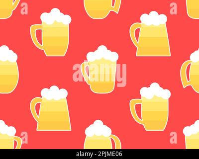 Mug à bière sans coutures. Bière avec mousse dans des verres de différentes formes. Conception pour affiches, bannières et articles promotionnels. Illustration vectorielle Illustration de Vecteur