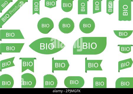Collection d'étiquettes bio écologique. Jeu d'étiquettes bio vertes, autocollants. Étiquettes de produits écologiques. Illustration vectorielle. Illustration de Vecteur