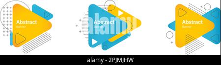 Formes abstraites de triangles plats. Éléments de dégradé abstraits, bannières. Modèles géométriques pour bannières, affiches de vente et affiches de vente au détail. Écussons d'amibe liquide. Amibe Illustration de Vecteur