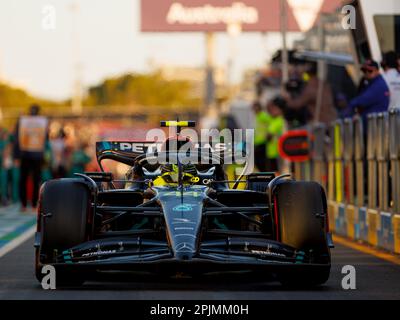 Albert Park, 2 avril 2023 Lewis Hamilton (GBR) de l'équipe Mercedes entre au parc ferme après avoir terminé 2nd. Corleve/Alay Live News Banque D'Images