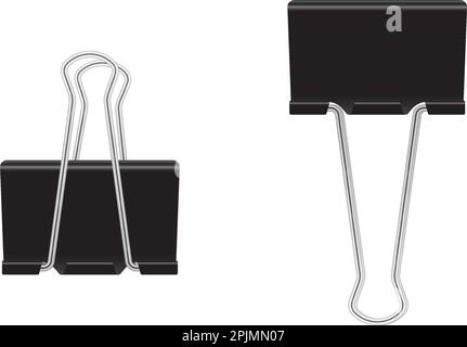 Pince ou classeur en papier métallique. Outil de bureau fixe sur un arrière-plan isolé. Illustration réaliste du style. Deux trombones - ouverts et fermés. Vecteur Ill Illustration de Vecteur