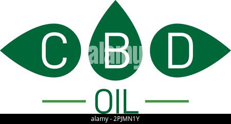 Logo cannabidiol avec gouttes. Logo CBD Oil.symbole de feuille de marijuana. Logo du produit CBD. Icône huile de chanvre. Illustration vectorielle Illustration de Vecteur