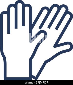 Gants chirurgicaux ou médicaux en latex. Paire de gants en caoutchouc ligne, icône de contour. Protection contre le coronavirus, covid 19 signe simple. Illustration vectorielle Illustration de Vecteur