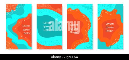 Ensemble d'arrière-plan vertical avec formes liquides. Un arrière-plan mobile abstrait et tendance pour les reportages sur les réseaux sociaux. Couleurs éclatantes. Profondeur, hauteur illust Illustration de Vecteur