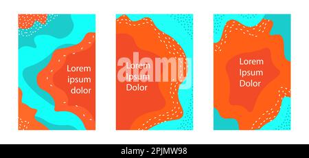 Jeu d'arrière-plans avec formes liquides. Modèles abstraits pour les bannières, affiches, invitations et brochures sur les médias sociaux. Motifs graphiques tendance. Moderne Illustration de Vecteur