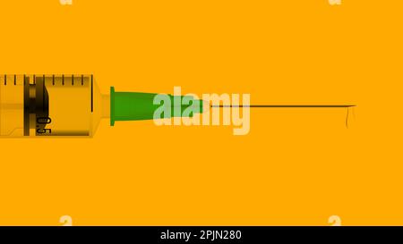 Icône de seringue jetable médicale avec aiguille. S'applique à l'injection du vaccin, illustration de la vaccination. Seringue en plastique avec aiguille. Insuline, grippe ou Illustration de Vecteur