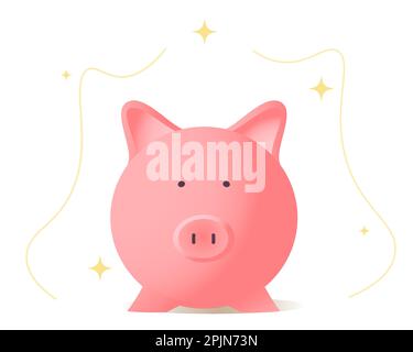 Tirelire ou caisses sur fond isolé. Style isométrique. Boîte de porc rose plate. Économie d'argent, investissement financier, revenu d'entreprise concept il Illustration de Vecteur