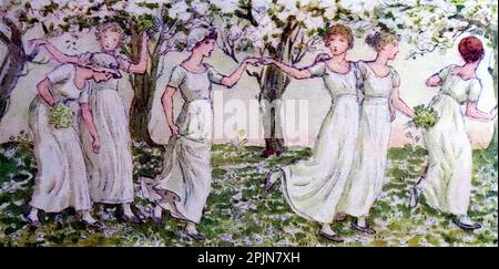 L'illustration de May Dance du livre Kate Greenaway de M.H. Spielmann et G.S. Layard. Publié par Adam et Charles, 1905. Banque D'Images