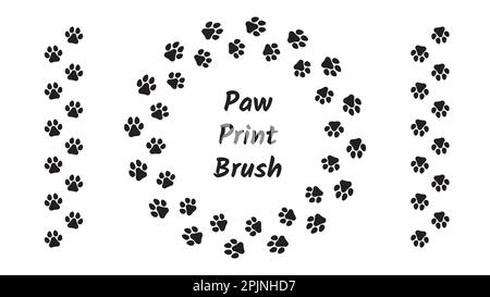 Pinceau à imprimé Paw. Empreintes d'animaux, empreintes ou pas de pied. Brosse pied-de-pied, motif. Empreintes de chiens et de chats. Illustration vectorielle. Illustration de Vecteur