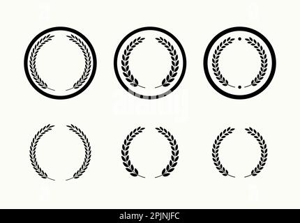 Jeu de symboles de récompense de Laurier. Applicable à la conception des récompenses. Cadre rond. Symbole branches Laurel. Illustration vectorielle Illustration de Vecteur