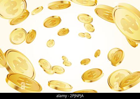Gold rotating coins. Gambling game, casino 3d golden cash. Background for jackpot win. Flying coins, or flying money. Money vortex. 3d realistic coins Illustration de Vecteur