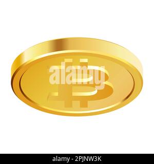Pièces de monnaie en bitcoin d'or en rotation. Crypto-espèces en crypto-monnaie d'or, argent. Pièces rotatives de 3D bitcoins. Illustration vectorielle. Illustration de Vecteur
