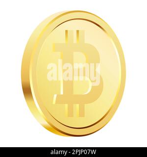 Pièces de monnaie en bitcoin d'or en rotation. Crypto-espèces en crypto-monnaie d'or, argent. Pièces rotatives de 3D bitcoins. Illustration vectorielle. Illustration de Vecteur