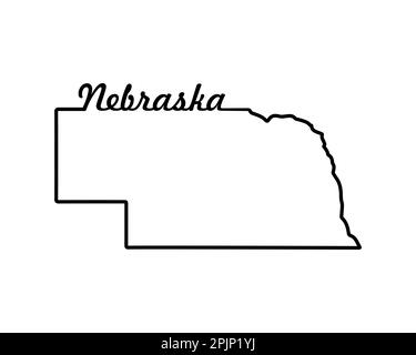 Carte de l'état du Nebraska. Carte DE l'état DES ÉTATS-UNIS. Symbole de contour du Nebraska. Typographie rétro. Illustration vectorielle Illustration de Vecteur