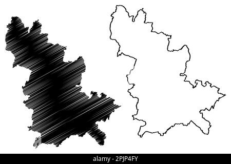 Wychavon zone non métropolitaine (Royaume-Uni de Grande-Bretagne et d'Irlande du Nord, comté cérémonial Worcestershire ou Worcs, Angleterre) carte vét Illustration de Vecteur