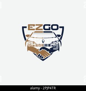 easy go poignée de main voiture concessionnaire voiture emplacement voiture icône de carte logo Illustration de Vecteur