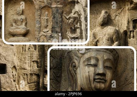 Les grottes de Longmen sont une série de sanctuaires rocheux dans lesquels les sujets bouddhistes sont représentés, un site classé au patrimoine de l'UNESCO est l'un des sites les plus célèbres de Chin Banque D'Images