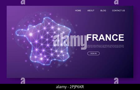 France 3d low poly modèle de site Web. Concept d'illustration de conception de carte de France. Symbole de carte de pays polygonal pour la conception de site Web Illustration de Vecteur