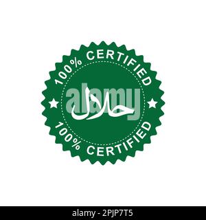 Vecteur de logo Halal. Étiquette alimentaire pour application. Symbole alimentaire halal. Design caractéristique. Balises de certificat. Étiquette de régime alimentaire pour APP et Illustration de Vecteur