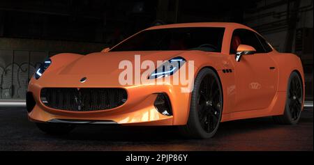 GranTurismo Folgore est la première voiture de l'histoire de Maserati à utiliser un groupe propulseur basé sur 100 pour cent de batteries électriques Banque D'Images