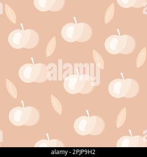 Pommes fruitées à motif pastel sans couture. Papier peint mignon imprimable sur fond rose. Illustration de Vecteur