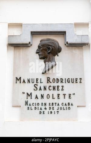 Lieu de naissance du célèbre Bullfighter Manolete, Cordoue, Andalousie, Espagne, Europe du Sud-Ouest Banque D'Images