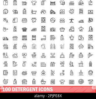 jeu de 100 icônes de détergent. Illustration de 100 symboles de détergent ensemble de vecteurs isolé sur fond blanc Illustration de Vecteur