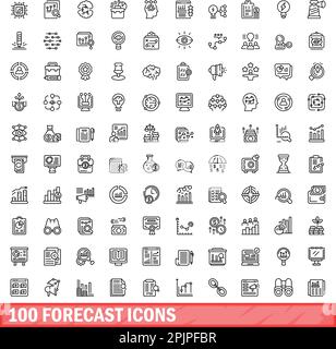 100 icônes de prévision définies. Illustration de 100 icônes de prévision ensemble de vecteurs isolé sur fond blanc Illustration de Vecteur