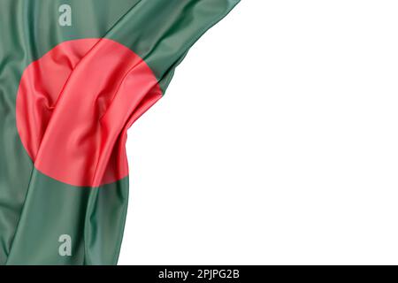 Drapeau du Bangladesh à l'angle sur fond blanc. Isolé. 3D rendu Banque D'Images