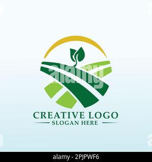 logo pour les produits agricoles et biologiques, le lait, les cultures et les légumes Illustration de Vecteur