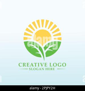 La ferme a besoin d'un grand logo pour vendre de la grande nourriture Illustration de Vecteur