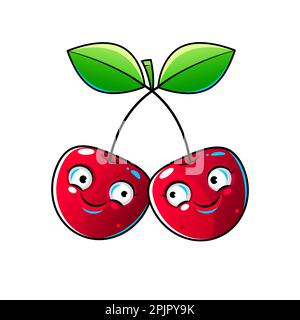 Illustration vectorielle. Icône de 3D photos réalistes de cerises isolées sur fond blanc. Icône de style dessin animé parfaite pour la décoration de la maison, comme les affiches, le mur Illustration de Vecteur