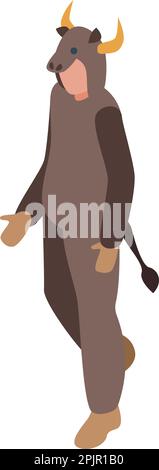 Carnaval symbole de costume de vache vecteur isométrique. Halloween animale. Fête mignonne Illustration de Vecteur